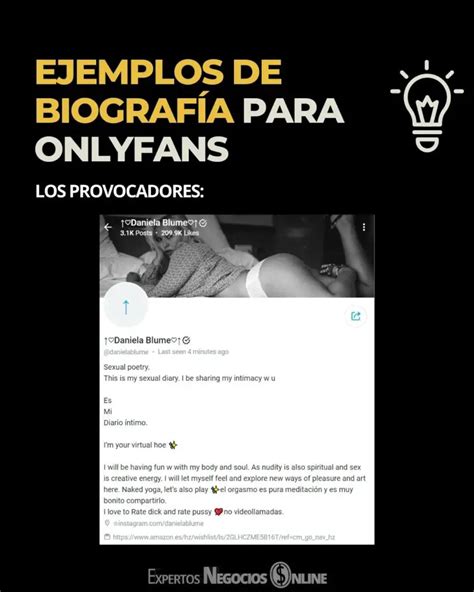 que poner en bio de onlyfans|Crear una biografía para OnlyFans atractiva